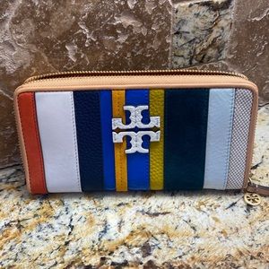 Tory Burch Balloon Stripe zip continental wallet